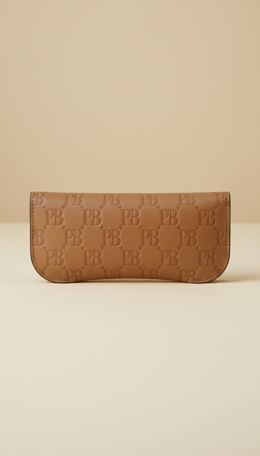 Palm Beach monogrammed leather eyewear case