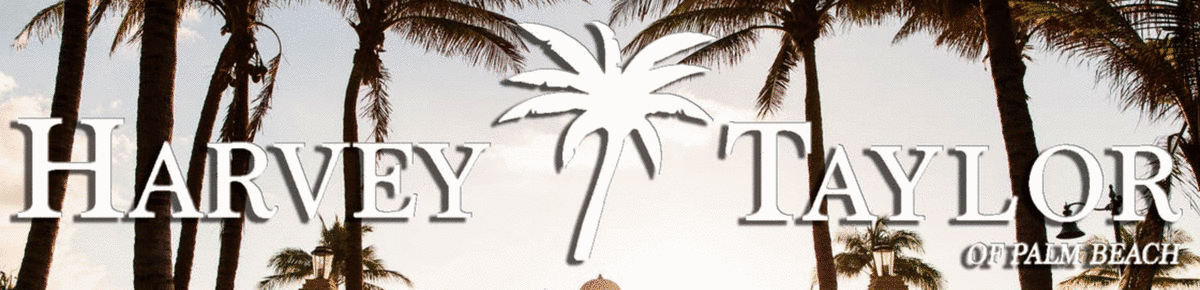 Harvey Taylor of Palm Beach logo over palm trees